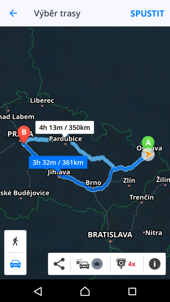 Sygic GPS Navigace a Mapy Nabídka alternativní trasy