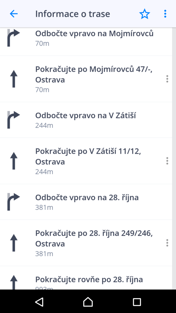 Sygic GPS Navigace a Mapy Itinerář cesty
