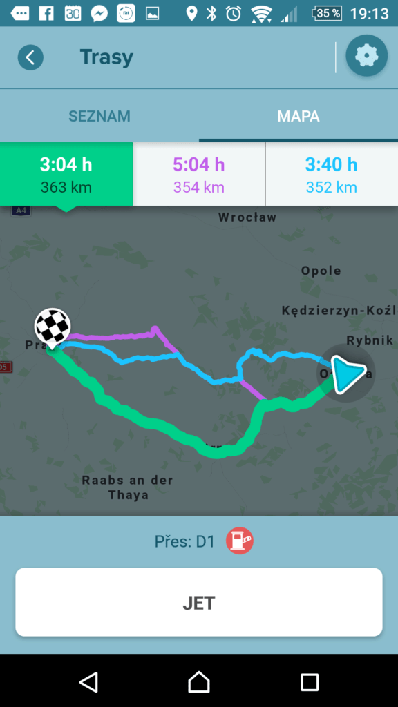 Waze - GPS, Mapy & Doprava Nabídka alternativních tras