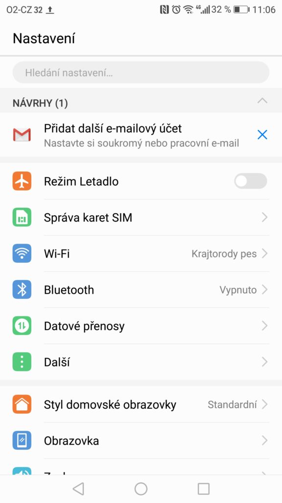 Honor 8 Pro system nastaveni