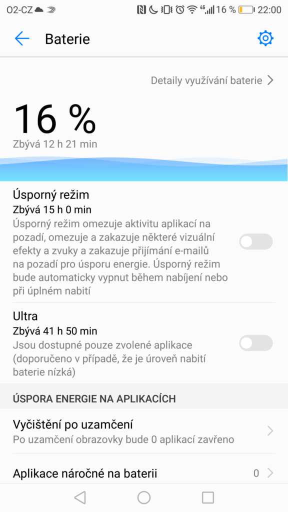 Honor 8 Pro vydrz baterie nastaveni 2