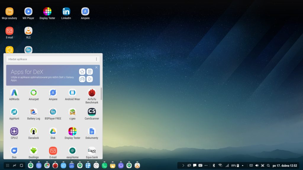 Samsung Dex system prostredi menu
