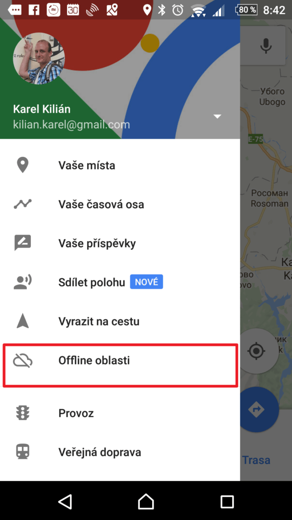 Sekce Offline oblasti