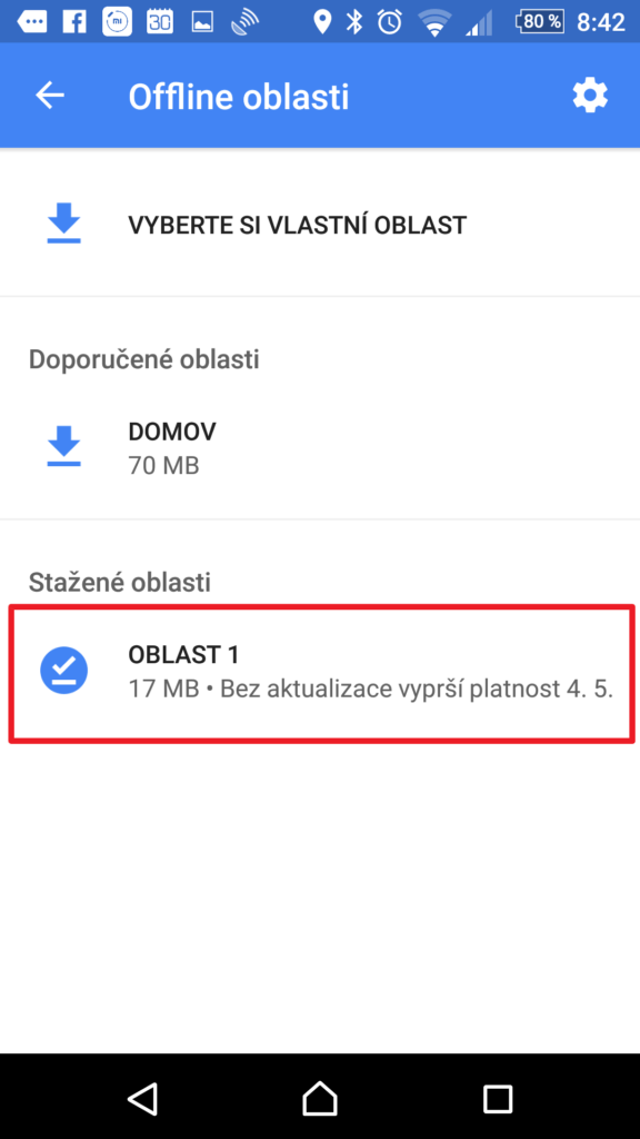 Volba stažené oblasti
