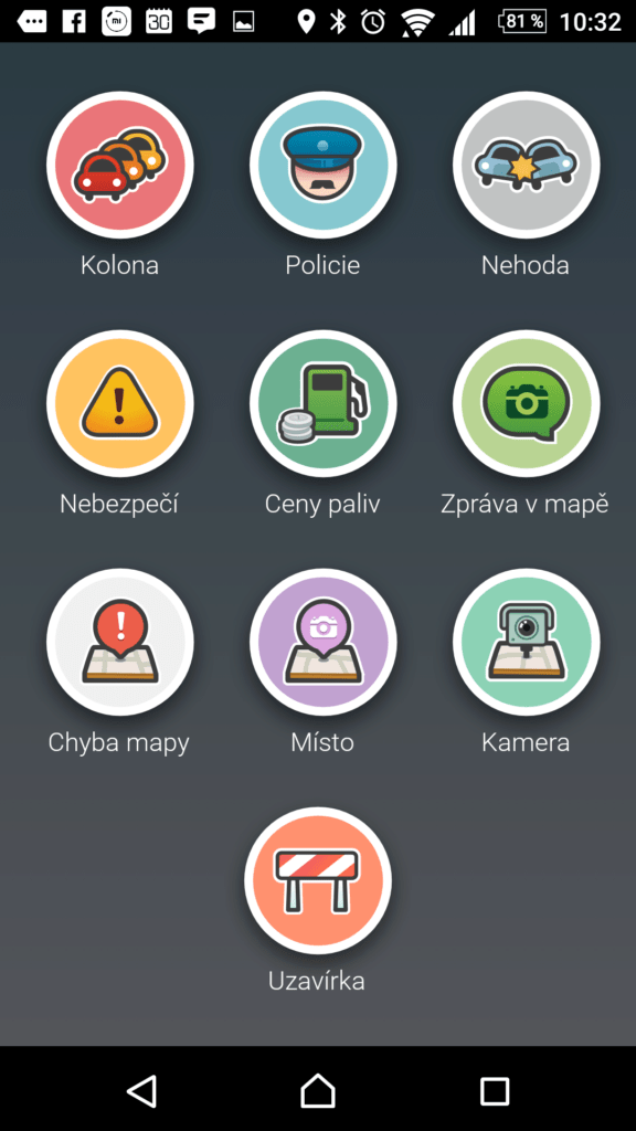 Hlášení řidičů v aplikaci Waze
