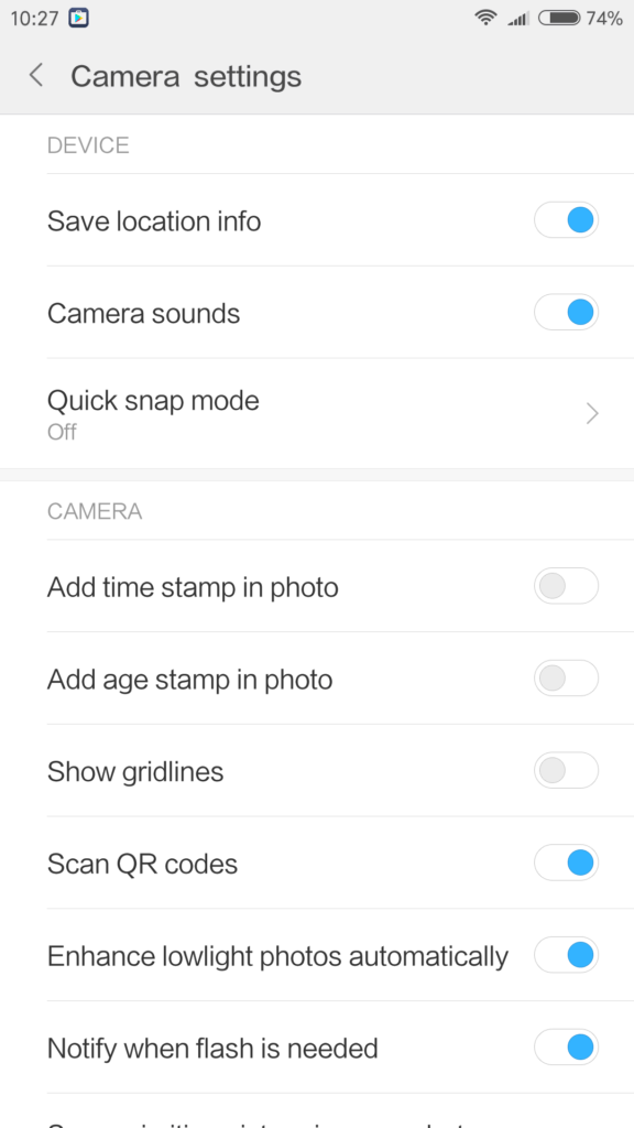 Xiaomi Mi6 system aplikace fotoaparatu 4