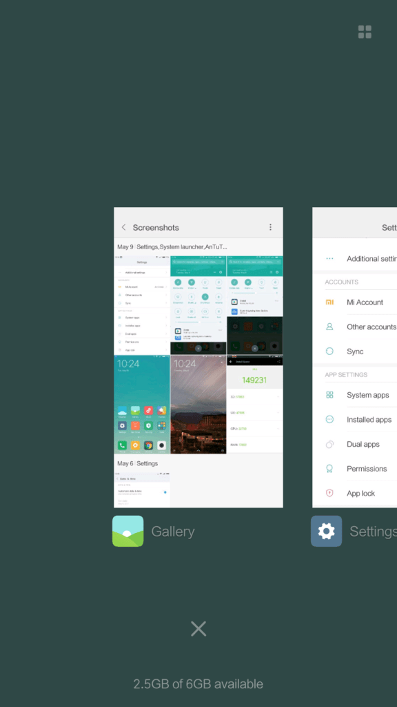 Xiaomi Mi6 system multitasking