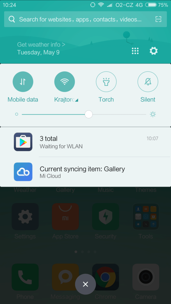 Xiaomi Mi6 system notifikacni lista