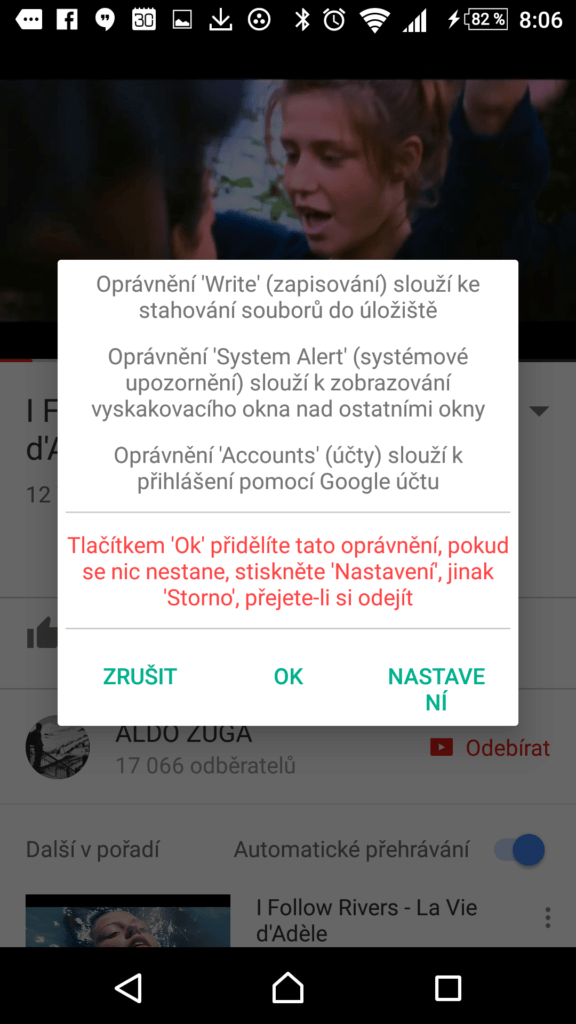 Požadavek na udělení oprávnění