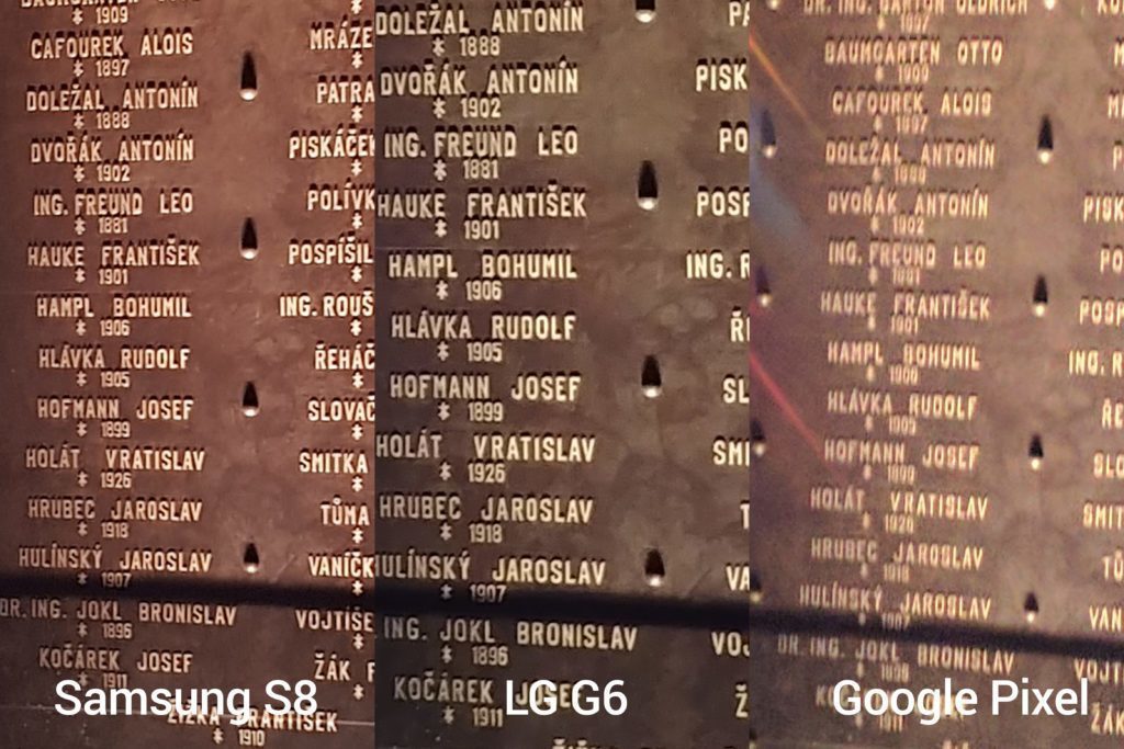 porovnani foto s8 vs G6 vs Pixel 4