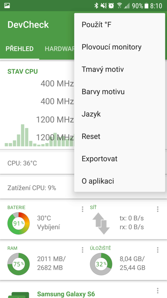 Aplikace DevCheck 1