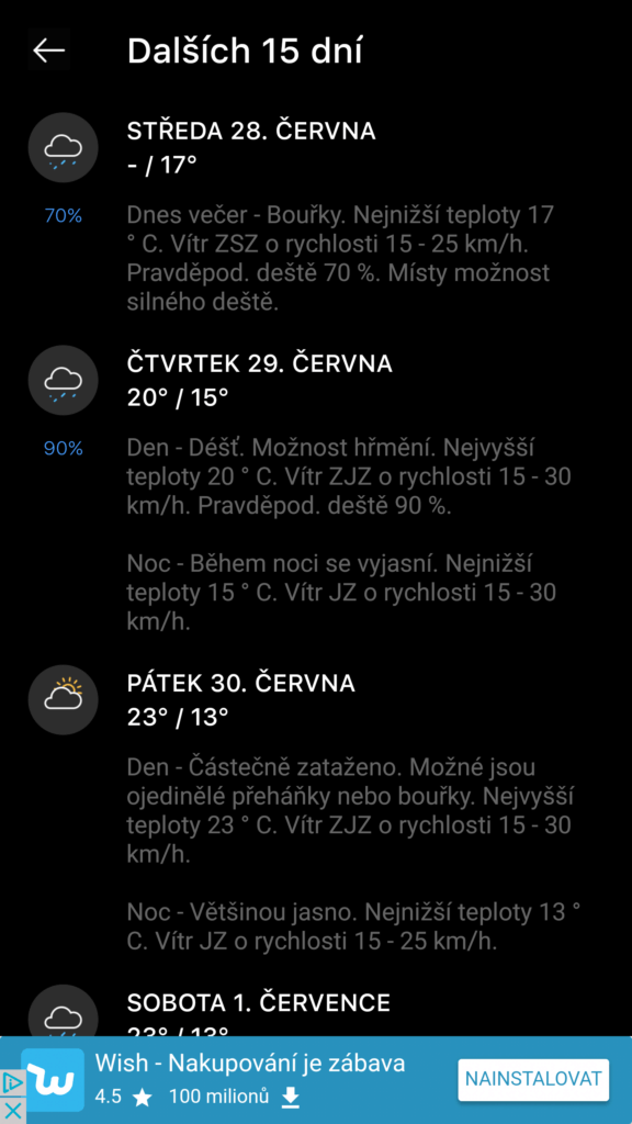 Aplikace Today Weather 14