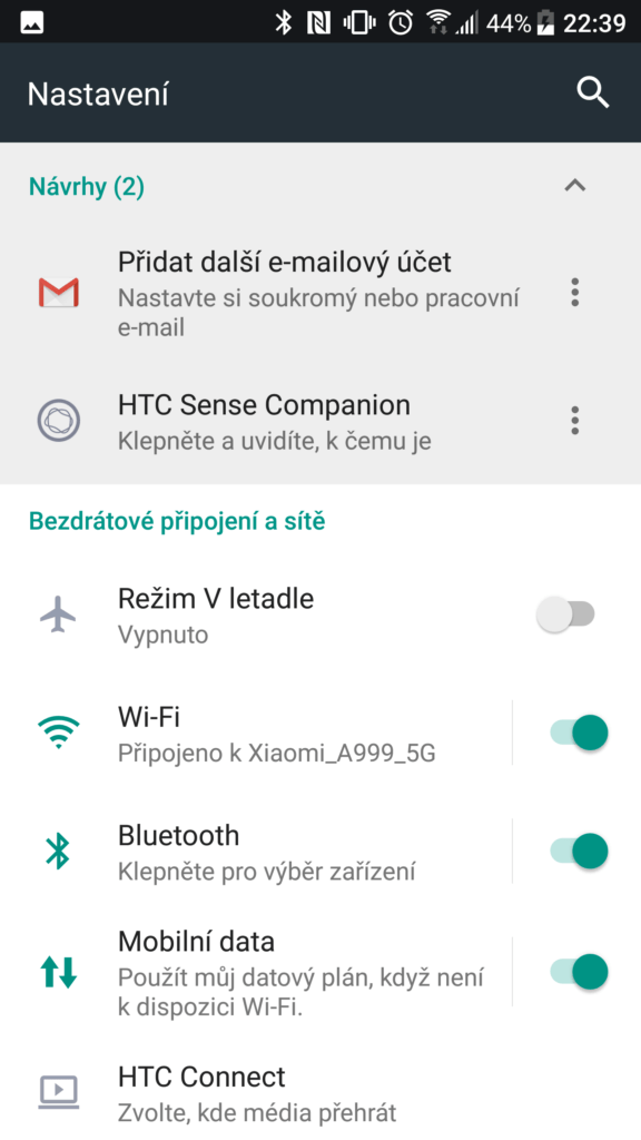 HTC U Ultra nastavení