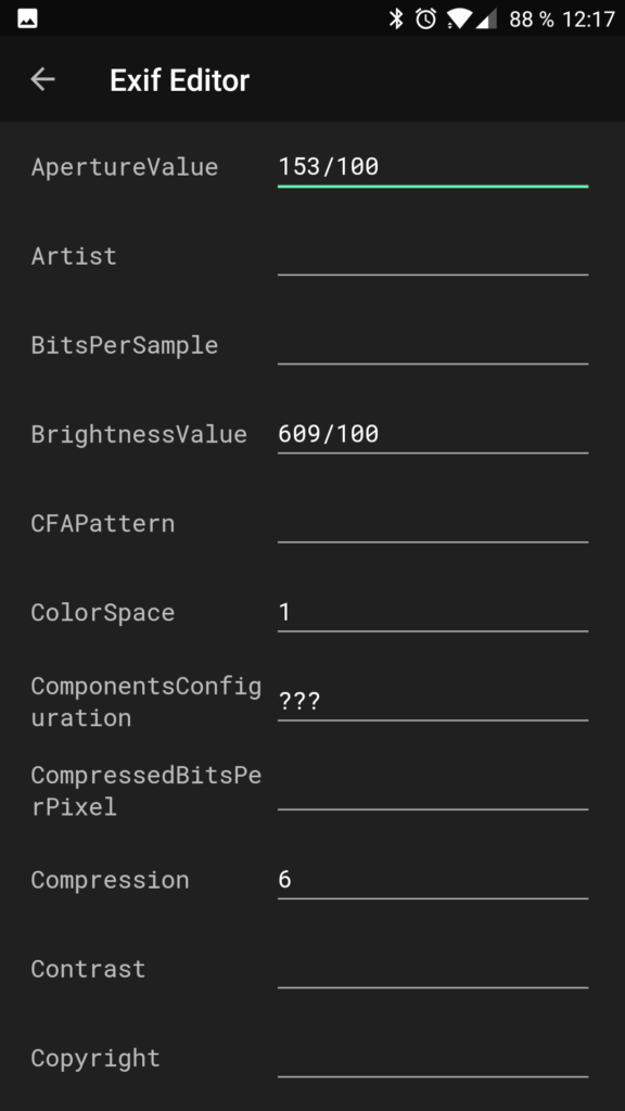 Editace EXIF