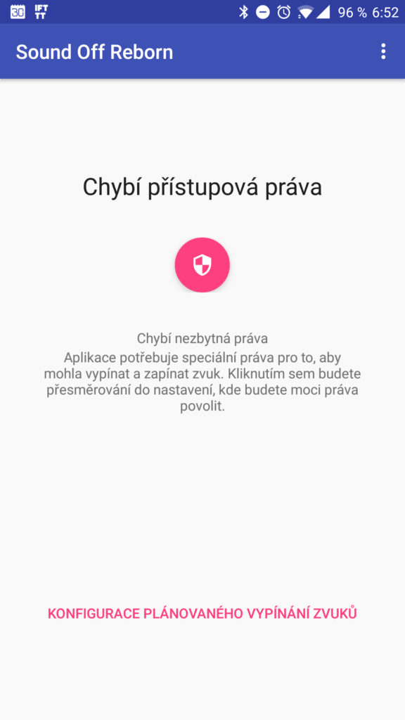 Chybějící přístupová práva