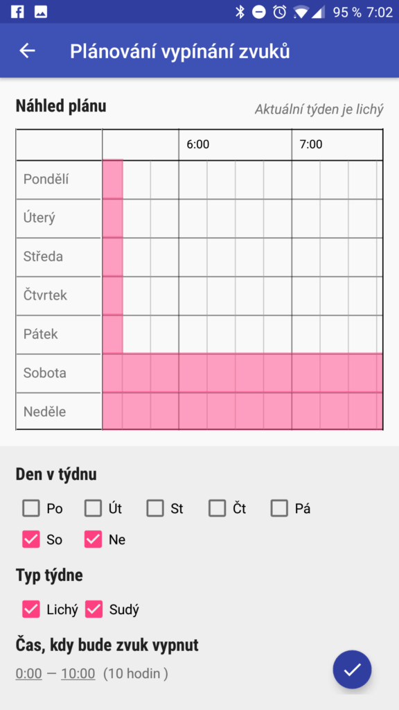 Nastavený časový plán