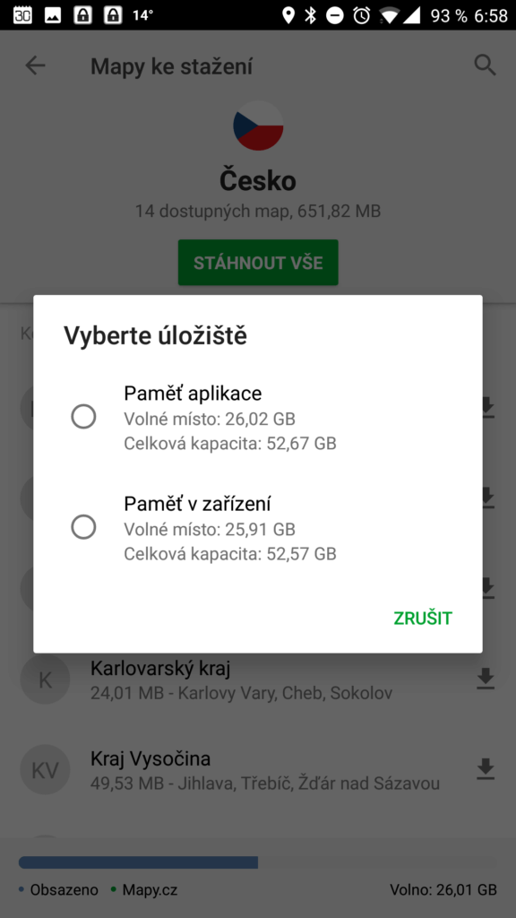 Výběr úložiště