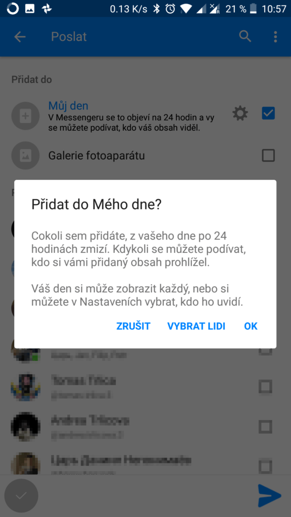 facebook messenger skryte funkce muj den