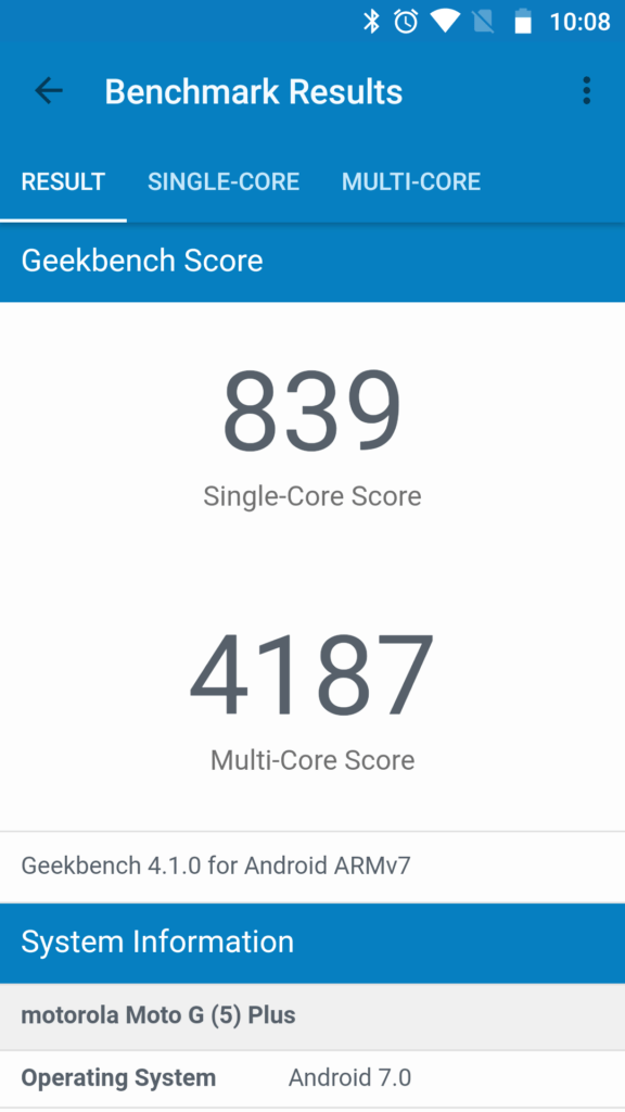 Moto G5 Plus vykon 2