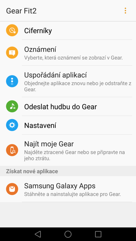 Samsung Gear Fit 2 aplikace Gear 2
