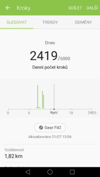 Samsung Gear Fit 2 aplikace S Health 2