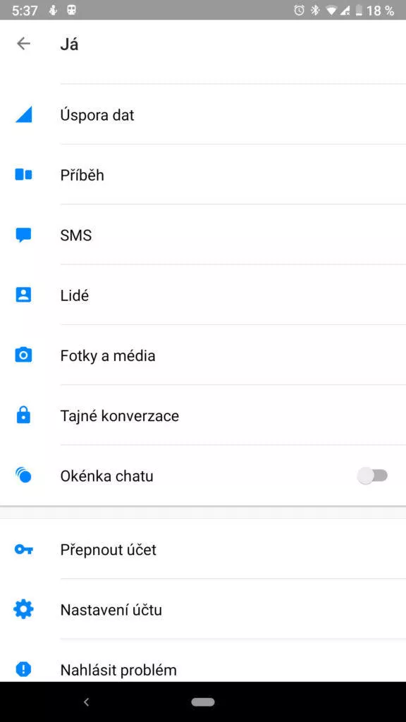 facebook messenger skryte funkce nastaveni