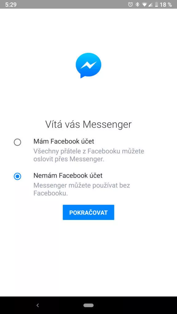 facebook messenger skryte funkce registrace