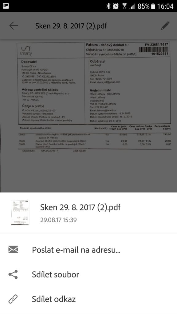 adobe scan ukladani obrazku