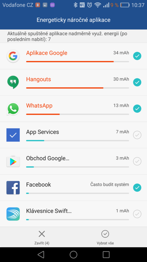 Honor 8 system spravce napajeni 3