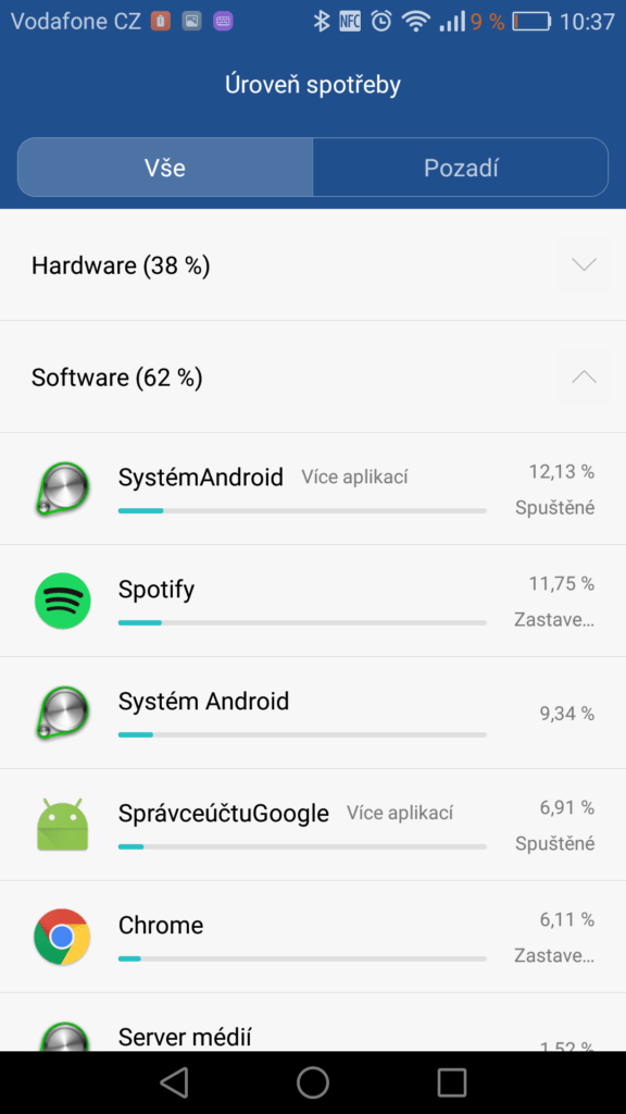 Honor 8 system spravce napajeni 4