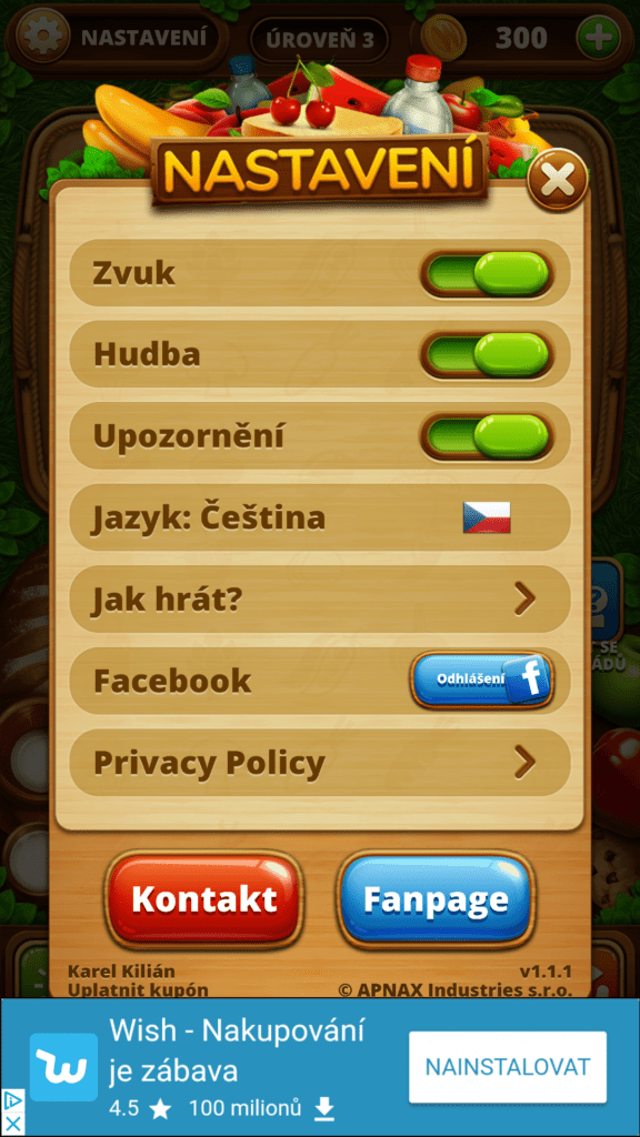 Možnosti nastavení Piknik slovo