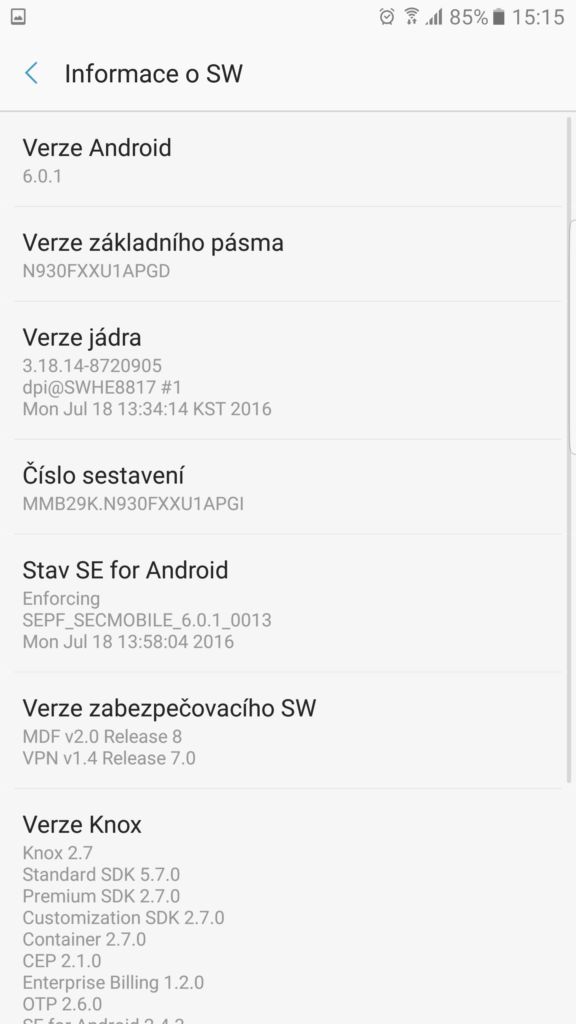 Samsung Galaxy Note7 system Android TouchWiz 7