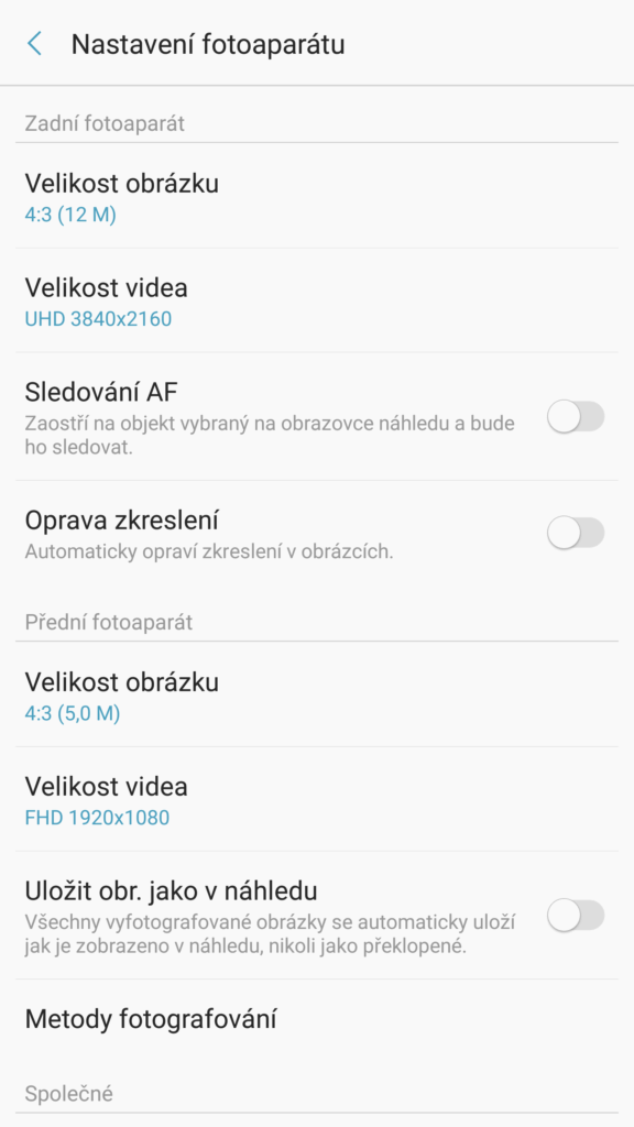 Samsung Galaxy Note7 system Android aplikace fotoaparatu 4