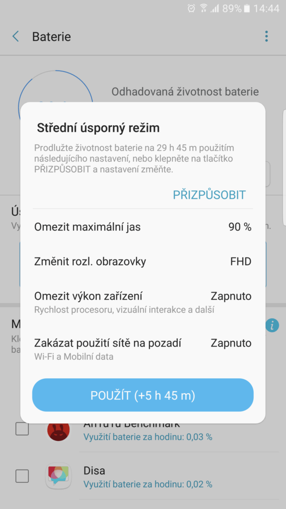 Samsung Galaxy Note7 vydrz baterie a rezimy 3