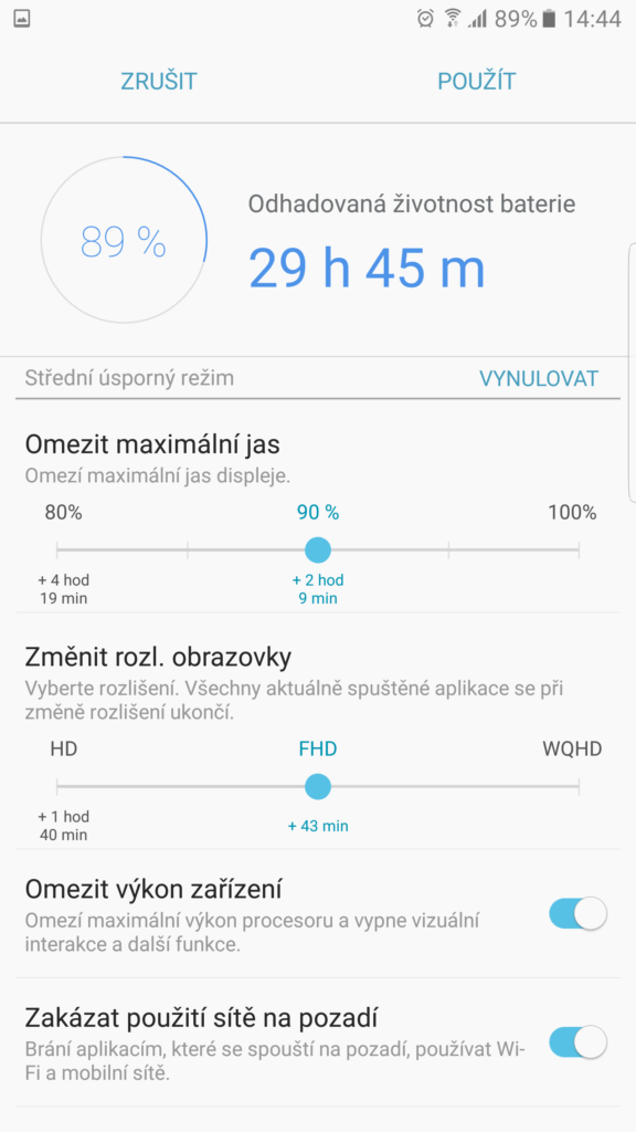 Samsung Galaxy Note7 vydrz baterie a rezimy 4