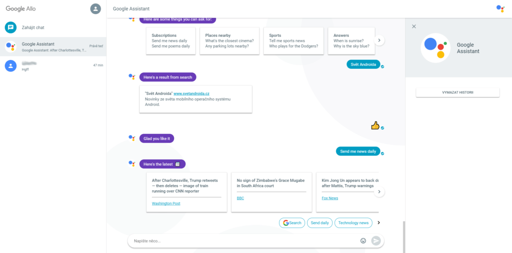 sluzba google allo na webu