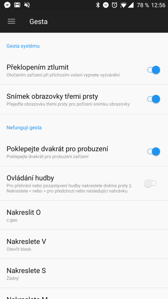 Snímkování třemi prsty na OnePlus 5