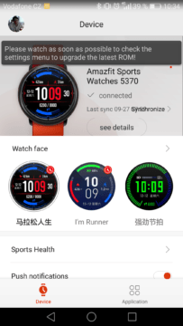 Chytré hodinky Xiaomi Huami Amazfit aplikace 1
