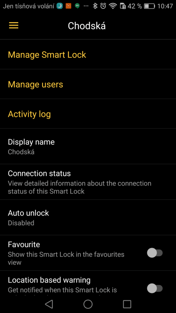 Nuki Smart Lock aplikace funkce 1