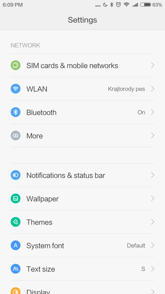 Xiaomi Redmi Note 4 systém MIUI 5