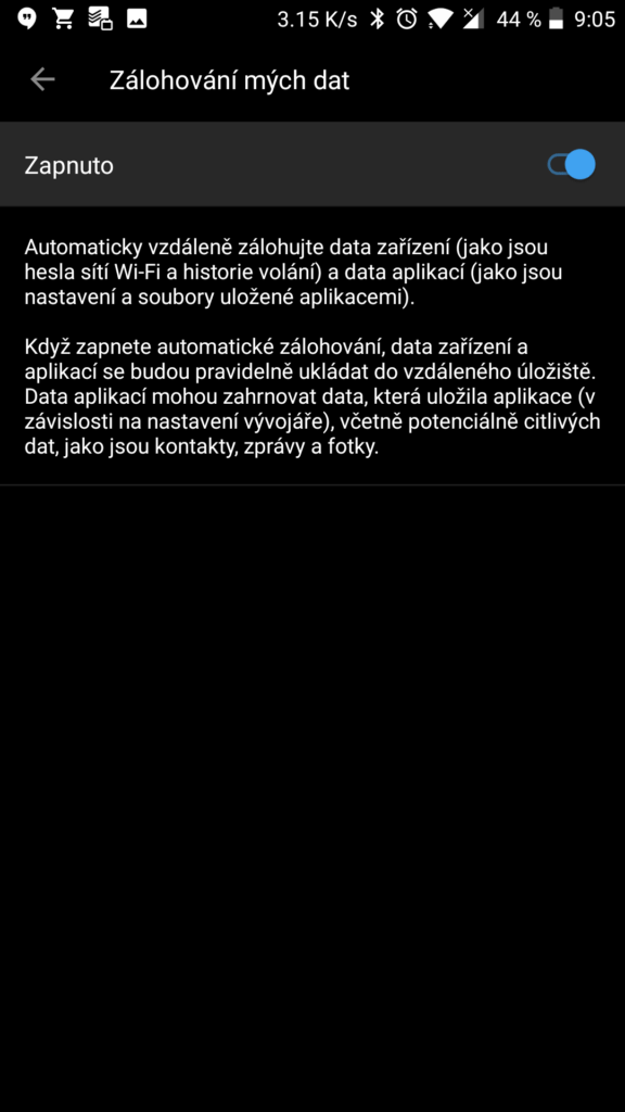 googe maze automatickou zalohu dat