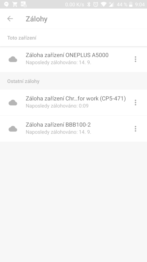 zaloha dat android