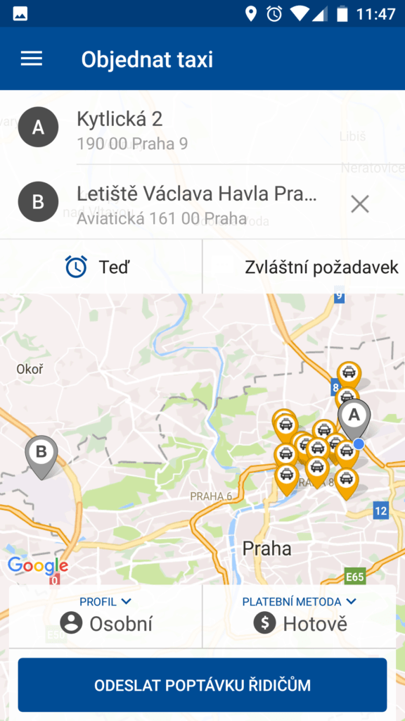 Liftago prazske taxi android 2