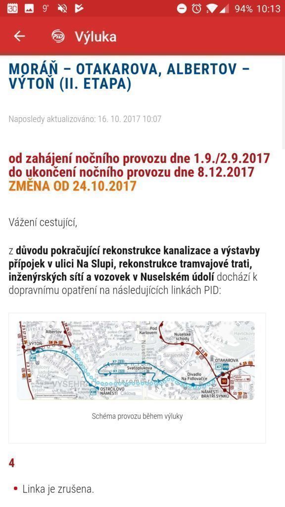 PID Info informuje o výluce