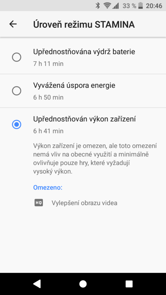 Sony Xperia XZ1 Compact stamina 1