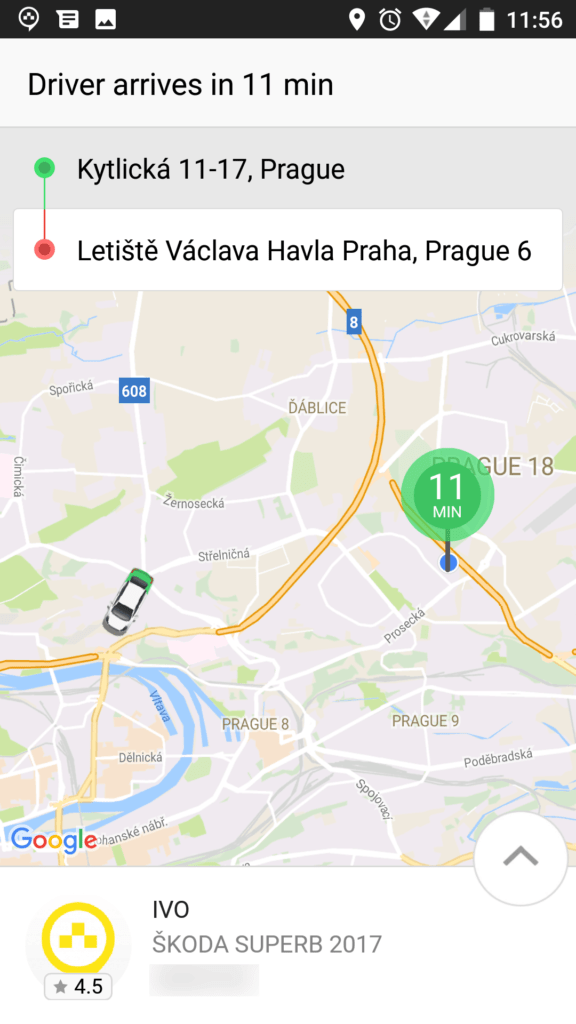 Taxify taxi v praze android 1
