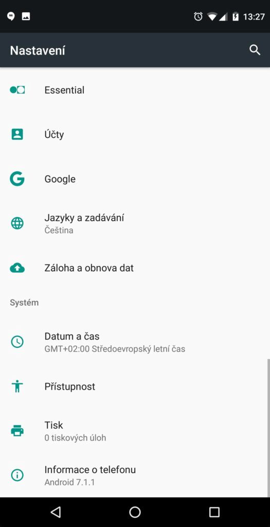 Telefon Essential Phone PH 1 system Android 6