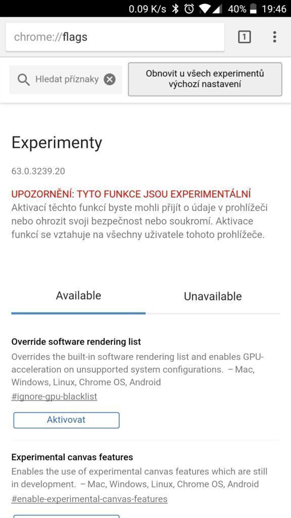 nacitani stranek google chrome