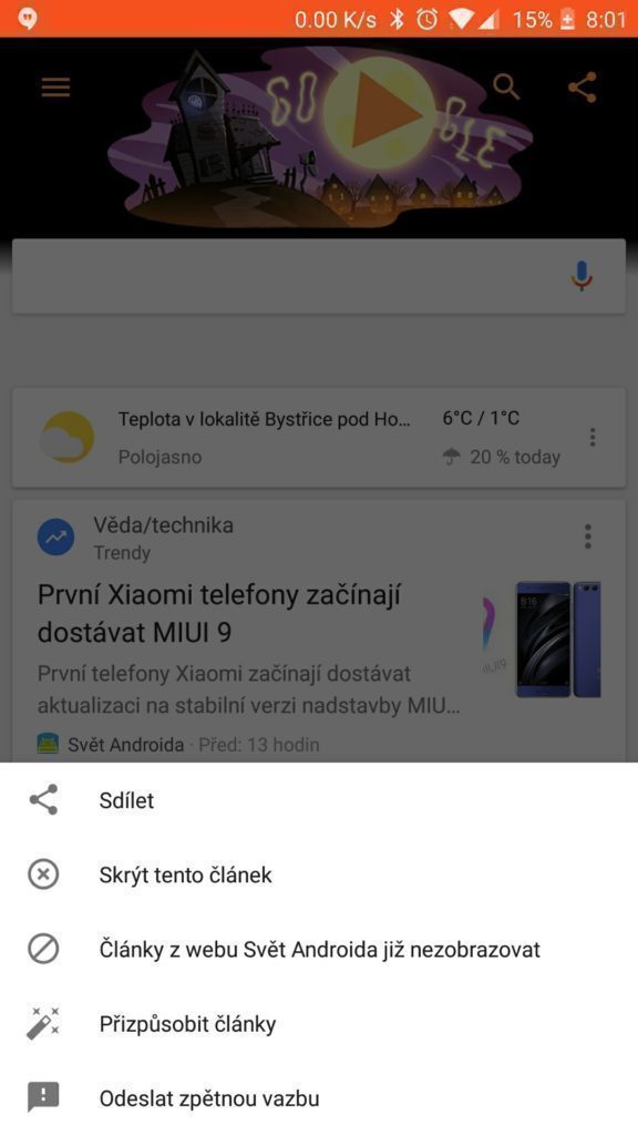 nove menu google aplikace