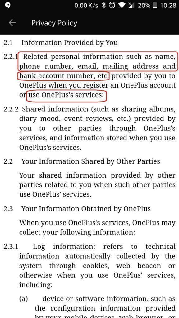 osobni udaje oneplus 5